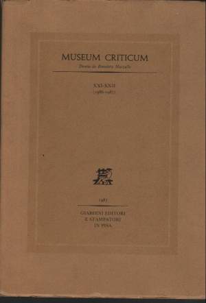 MUSEUM CRITICUM- XXI-XXII (1986-1987)  (1987)