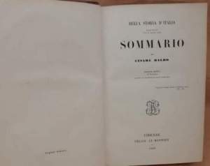 DELLA STORIA D'ITALIA dalle origini fino ai nostri giorni SOMMARIO (1856)