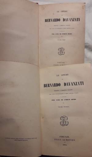 LE OPERE DI BERNARDO DAVANZATI- 2 VOLL.( 1853)