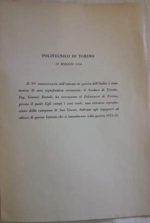 IN OCASIONE DELLA CERIMONIA PER LA CONSEGNA DELLA RIPRODUZIONE DELLA CAMPANA DI SAN GIUSTO(1954)