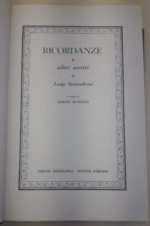 RICORDANZE E ALTRI SCRITTI DI LUIGI SETTEMBRINI(1971)
