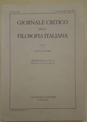 GIORNALE CRITICO DELLA FILOSOFIA ITALIANA FONDATO DA GIOVANNI GENTILE(2010)