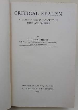CRITICAL REALISM- STUDIES IN THE PHILOSOPHY OF MIND AND NATURE(1938)