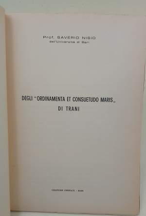 DEGLI ORDINAMENTA ET CONSUETUDO MARIS DI TRANI( 1963)