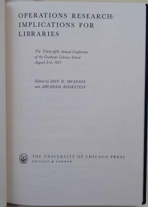 OPERATIONS RESEARCH: IMPLICATIONS FOR LIBRARIES( 1971)