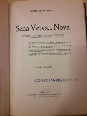 SENA VETUS..NOVA-Sonetti in vernacolo senese(1910)