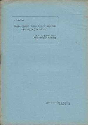 MALTA. ORIGINI DELLA CIVILTA MEDITERRANEA, DI L. M. UGOLINI (1934)