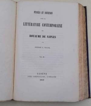 Pensees et souvenirs sur la litterature contemporaine du Royaume de Naples- voll I & II