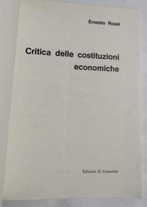 Critica delle costituzioni economiche