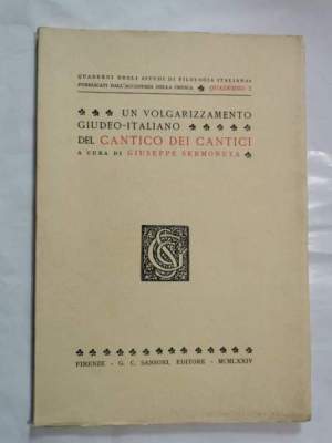 Un volgarizzamento giudeo - italiano del Cantico dei Cantici