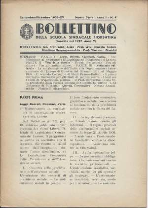 BOLLETTINO DELLA SCUOLA SINDACALE FIORENTINA (Fondata nel 1927 - Anno V) (1936)