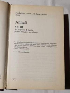 Annali vol. III - Il Congresso di Gotha : Partito operaio e socialismo