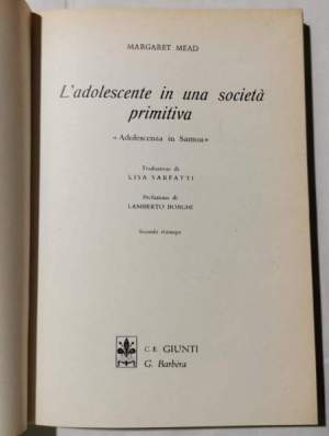 L'adolescente in una societa' primitiva - Antropologia e Psicologia