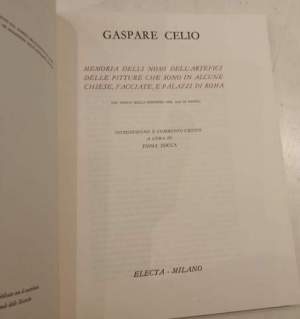 Memorie delli nomi dell'artefici delle pitture che sono in alcune chiese, facciate, e palazzi di Roma