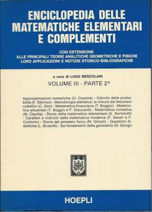ENCICLOPEDIA DELLE MATEMATICHE ELEMENTARI E COMPLEMENTI - Volume terzo
