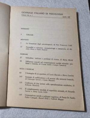 Giornale Italiano di Psicologia - Vol. VIII - n 1