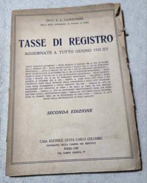 Tasse di Registro - Aggiornate a tutto Giugno 1937