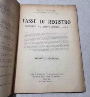 Tasse di Registro - Aggiornate a tutto Giugno 1937