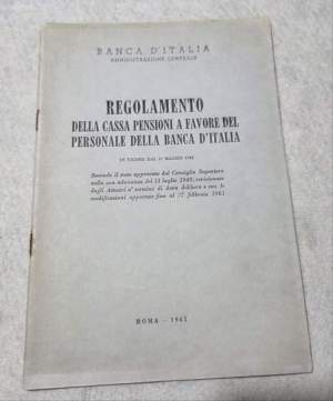 Regolamento della Cassa Pensioni a favore del personale della Banca d'Italia