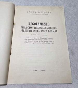 Regolamento della Cassa Pensioni a favore del personale della Banca d'Italia