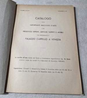 Vendita delle importanti raccolte d'Arte e dei pregevoli dipinti, antichi tappeti e mobili che arredavano il Palazzo Cappello a