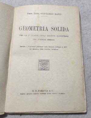 Geometria solida per la terza classe degli  istituti magistrali