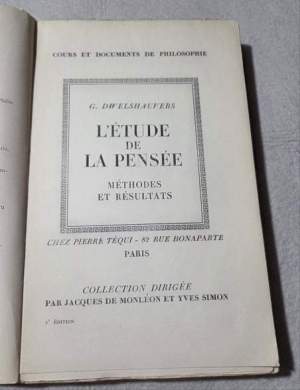 L'etude de la pensee - Methodes et resultats