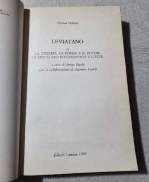 Leviatano o la materia, la forma e il potere di uno Stato ecclesiastico e civile