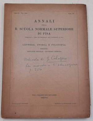 Annali della R.Scuola Normale Superiore di Pisa - Lettere, storia e filosofia - fasc.III - 1939