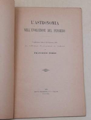 L'Astronomia nell'evoluzione del pensiero - Conferenza letta il 20 gennaio 1895 al circolo Filologico di Torino
